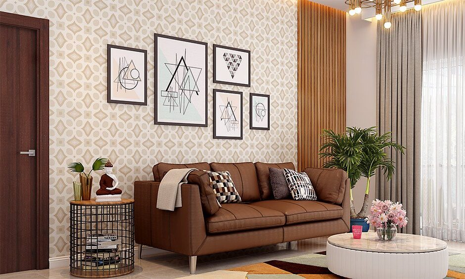 elegant brown sofa in living room